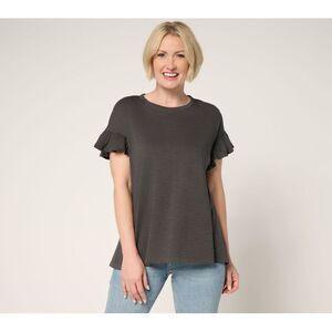 SUNNYLiFE Women's Top Sz L 100% Cotton Ruffle Sleeve Tee Multi-colored A717492
